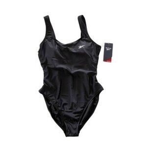Reebok Women's Scoop-Neck Athletic One-Piece Swimsuit Black Size M NWT $62